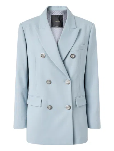 Pinko Blazer Double Breasted Notched Lapels Pockets In Blue