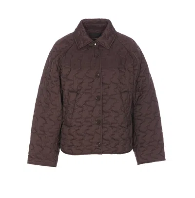 Pinko Quilted Jacket With Collared Neck And Pockets In Brown