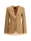Pinko Tailored Brown Blazer With Satin Finish And Structured Shoulders In Brown