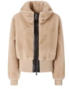 Pinko Faux-fur Ribbed-hem Jacket In Brown