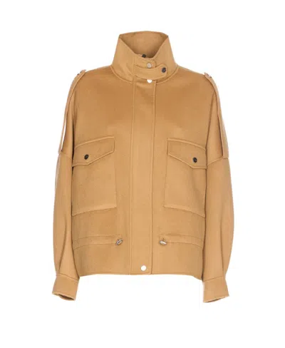 Pinko Flap-pocket Zip-front Jacket In Brown
