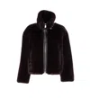 Pinko Ink-effect Faux Fur Blouson Jacket In Brown
