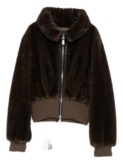 Pinko Faux-fur Jacket In Black