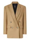 Pinko Camel Tailored Jacket With Double-breasted Front In Brown
