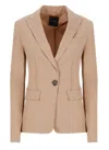 Pinko Single-breasted Dart-detail Blazer In Brown