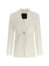 Pinko White Linen Viscose Elastane Jacket In Multi