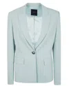 Pinko Tailored Jacket With Flap Pockets And Shoulder Pads In Clear Blue