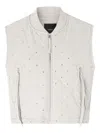 Pinko Cropped Gray Quilted Vest With Structured Silhouette In Multi