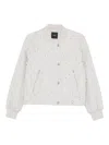 Pinko Cropped Quilted Jacket With Diamond Pattern In Gray