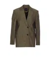 Pinko Elevated V-neck Jacket Pockets In Green