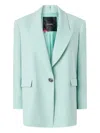 Pinko Green Solid Peak Lapel Blazer In Blue