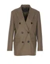 Pinko Tenaglia Double-breasted Wool Blazer In Green