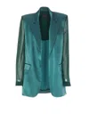 Pinko Transparent Sleeve Padded Shoulder Jacket In Green