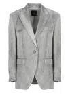 Pinko Single-breasted Slub Satin Blazer In Grey