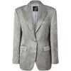 Pinko Single-breasted Slub Satin Blazer In Grey