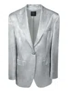 Pinko Grey Satin Single-breasted Jacket In Grey