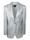 Pinko Grey Satin Single-breasted Jacket In Grey