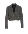Pinko Short Jacket With Geometric Mirror-finish Buttons In Grey