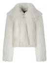 Pinko Peacoat-style Jacket In Soft Fur-effect Fabric In White