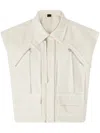 Pinko Gilet Sans Manches Workwear En Coton Avec Poches In Neutral