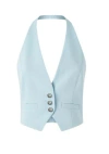 Pinko Light Blue Crop Vest With Halter Neckline And Button Closure In Viscose Woman In Multicolor