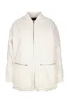 Pinko Long Sleeve Jacket With Ribbed Collar And Cuffs In Neutral