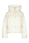 Pinko Quilted Hooded Jacket Front Pockets In Neutral