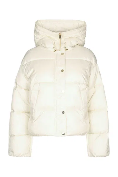 Pinko Quilted Hooded Jacket Front Pockets In White