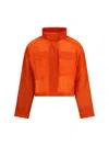 Pinko Cropped Jacket Contemporary Adjustable Hem In Orange