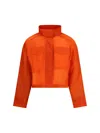 Pinko Cropped Jacket Contemporary Adjustable Hem In Orange