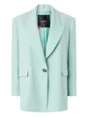 Pinko Green Solid Peak Lapel Blazer In Blue