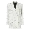 Pinko Crystal-embellished Double-breasted Jacket In White