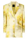 Pinko Blazer En Satin Dégradé À Fleurs In Yellow