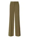 Pinko High-waisted Tailored Olive Green Trousers With Pressed Creases