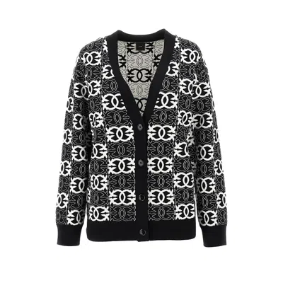 Pinko Jacquard Viscose-blend Cardigan In Black