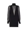Pinko Dress With Georgette Sleeves And High Neck In Black