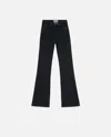 Pinko Black Denim Flared Jeans With Love Birds Belt In Limo Black