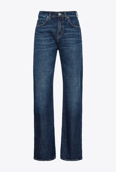 PINKO WIDE-LEG VINTAGE BLUE DENIM JEANS