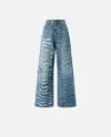 Pinko Wide-leg Zebra-print Jeans In Blue
