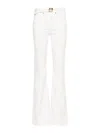 Pinko Pantalon Flare Ceinturé En Bull Stretch In White