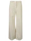 Pinko Cotton Blend Pants In Bianco/latte