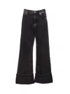 Pinko Wide-leg Jeans In Black Denim In Black