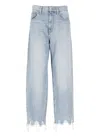 Pinko Wide Frayed Hem Trousers With 5 Pockets In Blue