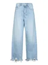 Pinko Relaxed Fit Cropped Denim Pants In Blue