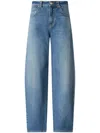 Pinko 'eloise' Blue Jeans With Logo Patch On The Rear And Belt Loops In Denim Woman In Blue