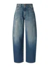 Pinko Blue Jeans With Belt Loops And Distressed Effect In Denim Woman In Blue
