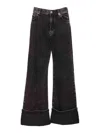 Pinko Wide-leg Jeans In Black Denim In Black