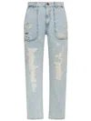 Pinko Jeans Cloe In Cotone Con Design A Strappi In Blu