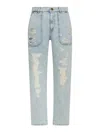 Pinko Jeans Cloe In Cotone Con Design A Strappi In Blue