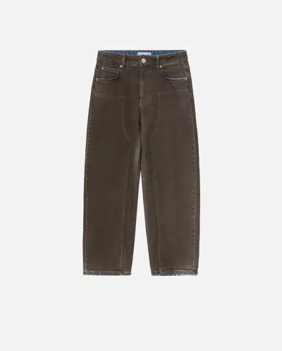 Pinko Jeans Larghi In Denim Spray Marrone In Marron/noir
